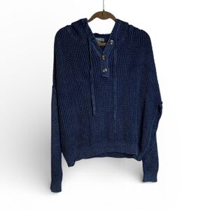 Natural Reflections Navy Knit Top Sweater Hoodie Large Oversized Unisex